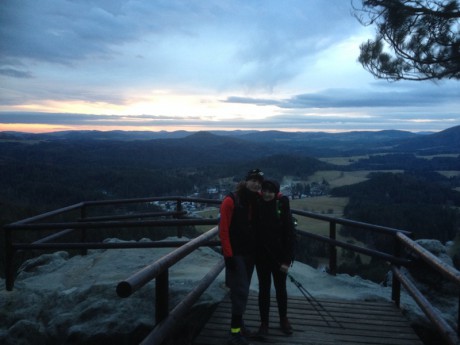 56. Brtnické ledopády 30.1.2016 - Jančin a Andrejův západ Slunce u Vilemíniny stěny